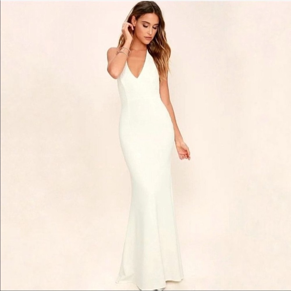 COPY - NWT Lulu's Love Potion Ivory Lace Halter Maxi Dress Medium